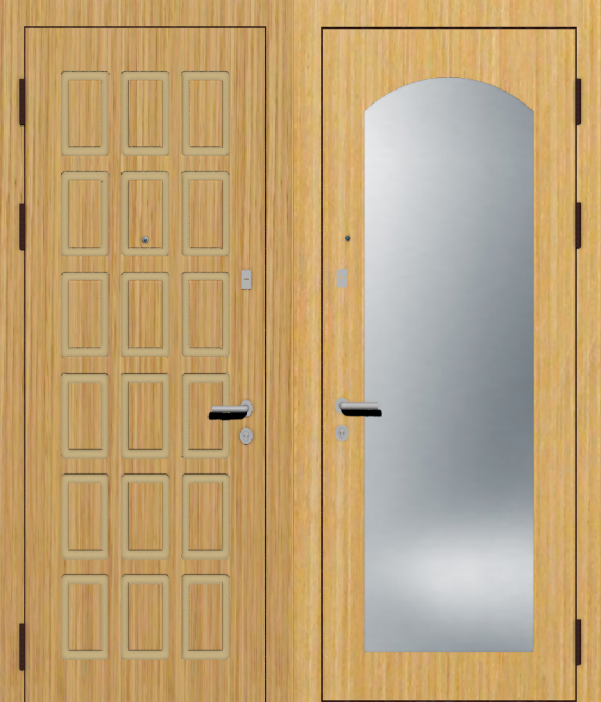Металлическая дверь МДФ шпон с зеркалом